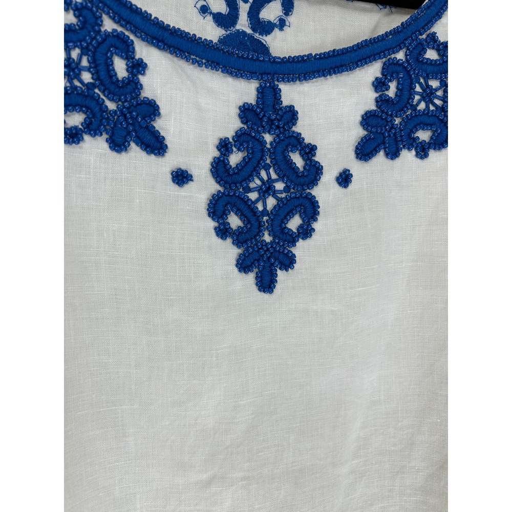 Lilly Pulitzer Elyn Beaded Linen Top White Embroidered Size 12 Resort Vacation‎ - Picture 7 of 9